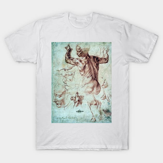 Michelangelo Buonarroti Studies for the Libyan Sibyl T-Shirt by pdpress